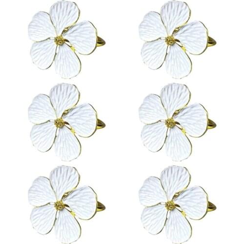 6Pcs Flower Napkin Ring,Floral Serviette Buckles Napkin Holder Dining Tables Setting Decor for Wedding Banquet Christmas