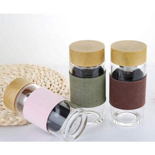 Brand New 350ML Glass Water Bottles Heat Resistant Round Office Car Cup With Stainless Steel Tea Infuser