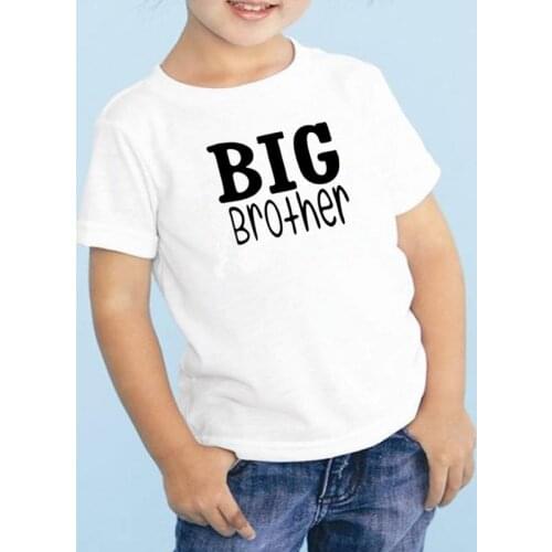 Big Brother Print Girl Boys Shirts Summer Pure White Short Sleeve O-neck Children Casual Tee Kids T Shirts