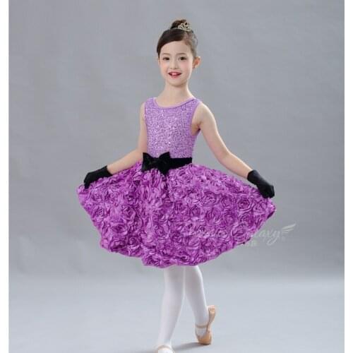 H2692 Children Ballet Dancing Dress Flower Tutu Dresses Costume Girls Stage Wear Professional Performance Competition Dancewear