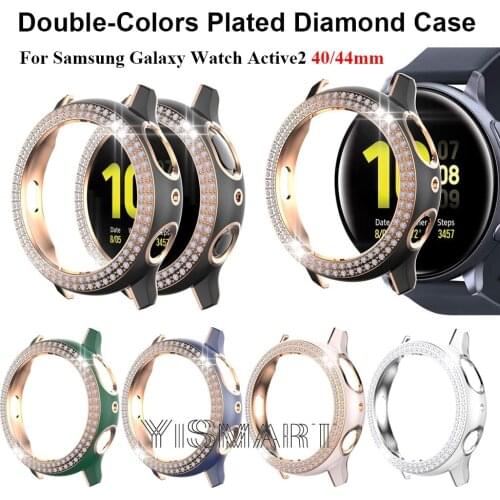 Bicolor Diamond Case for Samsung Active 2 Cover Watch Case 44mm 40mm Plastic Bumper Bling Thin Cover Watch Accessories