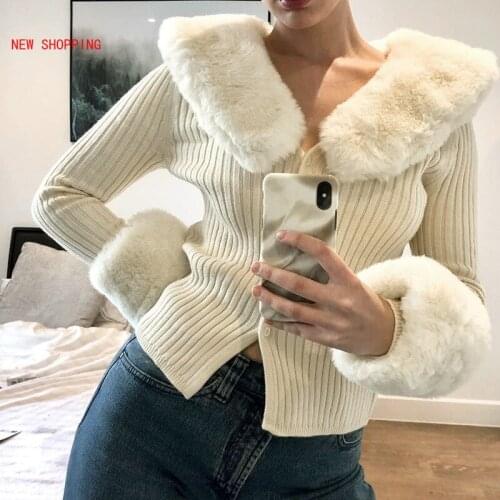 Elegant Christmas Party Tops Autumn Winter Fluffy Faux Fur Knit Coats Jackets Oversized Button Up Long Sleeve Overcoat Warm Tops