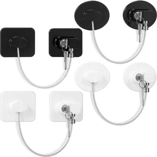 GTBL 4 Pieces Fridge Lock Refrigerator Lock with 8 Keys for Children Kids, Freezer Lock Child Safety Cabinet Lock