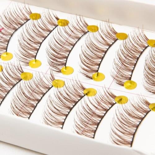 2021 New 10pairs Natural False Eyelashes Dramatic Volume Brown Fake Lashes Makeup Eyelash Extension Tools Wispy Faux Cils