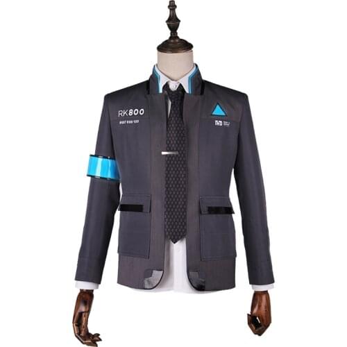 JAYANPOO NEW Game Detroit Become Human Connor RK800 Agent Suit Uniform Tight Unifrom Cosplay Costume Halloween props accessory