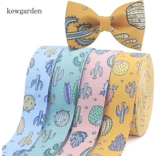 Kewgarden DIY Bowknot Ribbon Cactus Pattern Fabric Layering Cloth Ribbons 2" 50mm 1" 25mm 10mm Handmade Tape Riband 6 Meters
