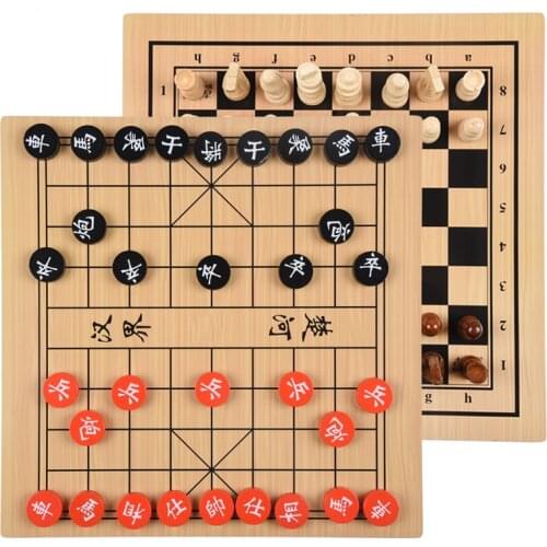 Hot 2In1 Wooden International Chess Set & Chinese Chess & Checkers & Go Game Draughts Travel Entertainment Child Gift Board Game