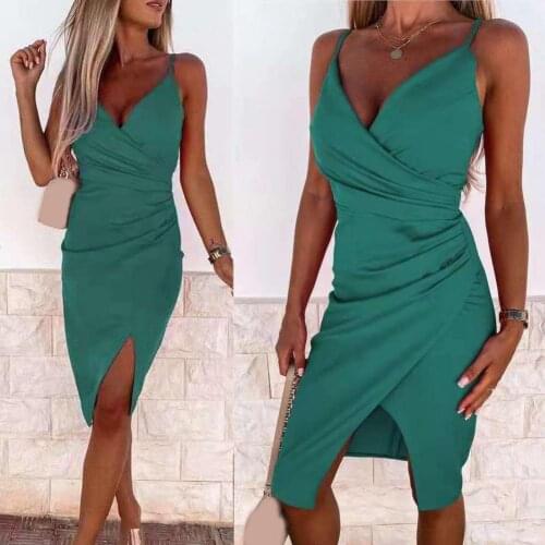 Fashionable Women Dress Sleeveless Breathable Skin-friendly Sweat Absorbent Cross-neck Women Spaghetti Strap Dress for Party
