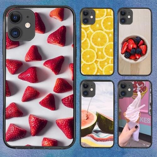 Fruit Strawberry Lemon Phone Case For iphone 12 11 6 Mini Pro XS Max X XR 7 8 Plus Soft TPU Cover 12Pro 11Pro 12Mini