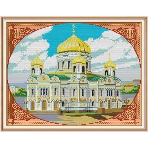 Christ Cathedral Top Quality Cross Stitch Kits 14CT Unprinted Counted Sewing kit DIY Embroidered Handmade Home Decor