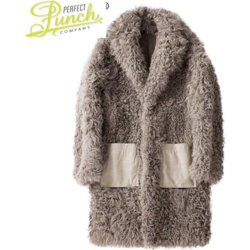 Real AYUSNUE Fur Coat Men Sheep Shearling Winter Jacket Men Long Wool Fur Coats and Jackets Natural Lamb Fur 12343 KJ3316