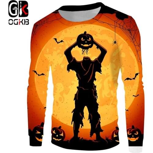OGKB Fashion Halloween Woman Broken Head Zombie Pullover Best Selling Wholesale Sweatshirt 6XL 3D Printed Clothing