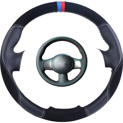 Custom Made Car Steering Wheel Cover Black For Nissan March Sunny Versa 2013 Almera Suede Leather Auto Steering Wheel Braid