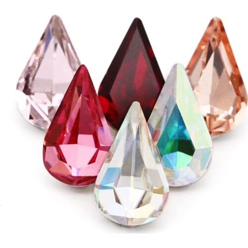 Astrobox Sharp Drop Rhinestone Glass Crystal Sew On Stones Used DIY Decoration Jewelry Making Clothing Accessories Loose Beads