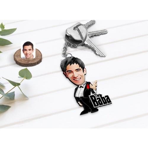 Personalized Custom Godfather Godfather Caricature Of Wood Anahtarlık-1 Special Design Friends Lovers Gift Beautiful Memories Office decoration