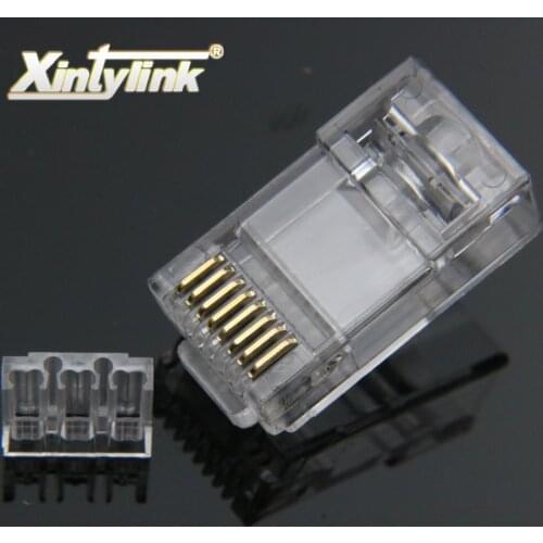 Xintylink rj45 connector cat6 ethernet cable plug cat 6 network rg rj 45 gold plated utp jack lan conector 8p8c unshielded 50pcs