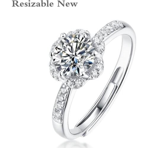 Adjustable Moissanite Rings Resizable VVS1 D Color Lab Diamond Fine Jewelry Original Love Token Girlfriend Gift With Certificate