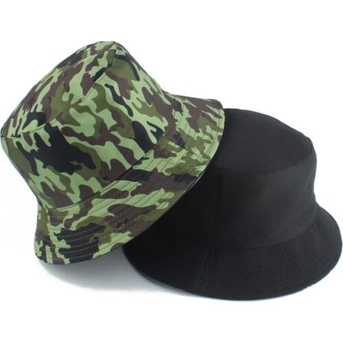 Reversible Camouflage Bucket Hat Men Summer Fisherman Hat Outdoor Boonie Hats For Women Sun Protection Fishing Cap