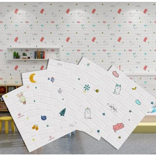 Self-adhesive 3D wall sticker for bedroom, childrens room, DIY anti-collision foam brick pattern decorative wall sticker