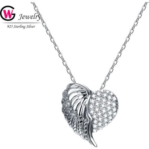 Silver 925 Necklace Pendants Wings Heart Shaped Romantic Gift Best Friend Heart Pendant Necklace