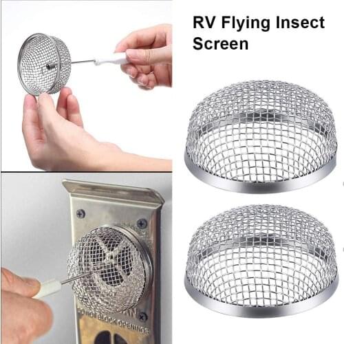 2PCS RV Flying Insect Screen Stainless Steel Ventilation Net Cover With Installation Tool Accessories For Outside RV Furnace