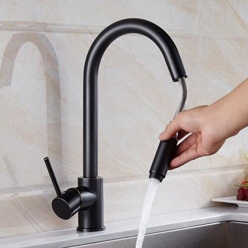 Kitchen Faucets Single Handle Black Pull Out Kitchen Faucet Single Hole Handle Swivel 360 Degree Sink Mixer Tap Mixer Tap