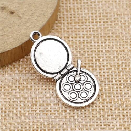 WYSIWYG 3pcs 16x34mm Antique Silver Color Makeup Box Eye Shadow Box Charms Pendant For Jewelry Making DIY Jewelry Findings