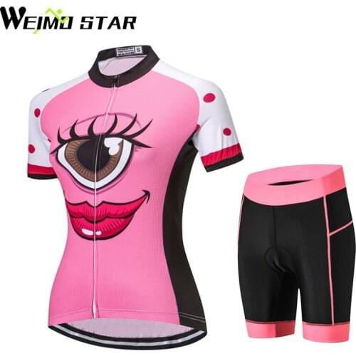 WEIMOSTAR Team Women Ciclismo Cycling Jersey Set Bike Cycling Clothing Short Sleeve Full Zipper GEL Breathable Pad Bike Clothing