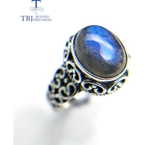 TBJ,100% natural Labradorite gemstone oval 8*10mm classic design 925 sterling silver fine jewelry for women with jewelry box