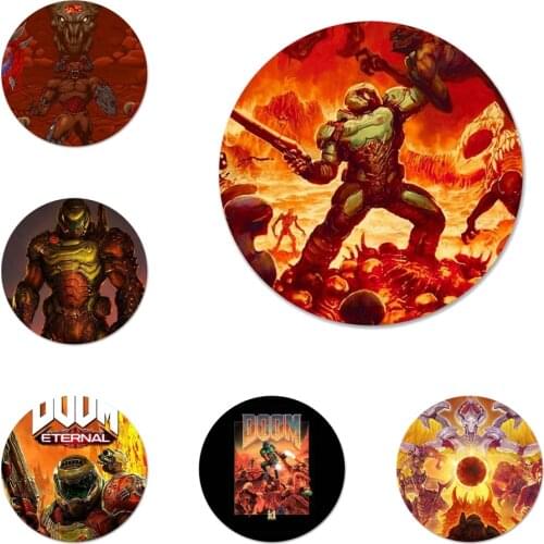 Game Doom Icons Pins Badge Decoration Brooches Metal Badges For Backpack Decoration 58mm