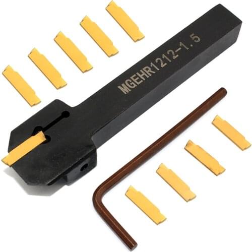 1PC MGEHR1010 MGEHR1212 MGEHR1616 MGEHR2020 MGEHR2525 Outer Grooving Tool Holder, 10PCS Matching Carbide Blades Turning Tool