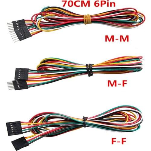 10pcs/lot 6pin 70cm AWG24 Jumper Wires M-M M-F F-F DuPont Cable Line Breadboard Wires for Electronic DIY Starter Kit