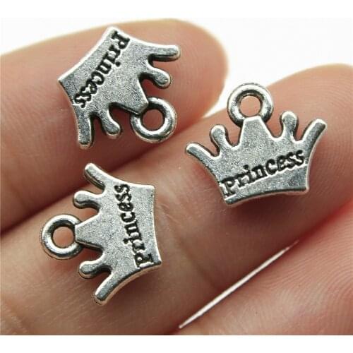 20pcs 11x13mm Metal Alloy Crown Charms Letter Princess Pendants For Jewelry Making DIY Handmade Craft