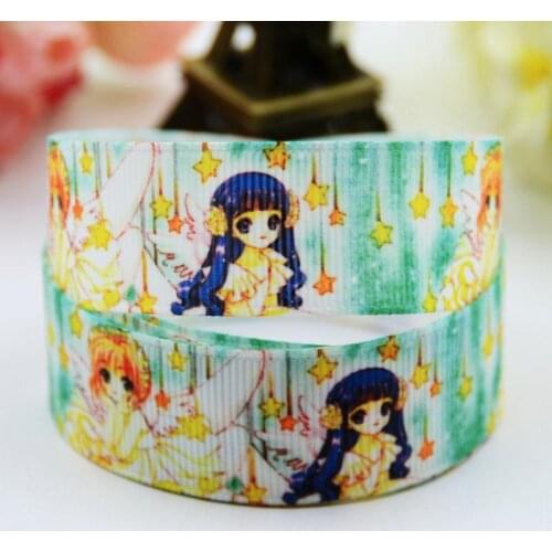 22mm 25mm 38mm 75mm Ruban satin Cardcaptor Sakura Cartoon Character printed Grosgrain Ribbon party decoration X-00576 10 Yards