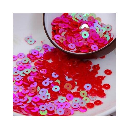 50g 5mm Flat Round Sequins PVC Loose Sewing Sequins DIY Accessories Red AB New Arrival Confetti
