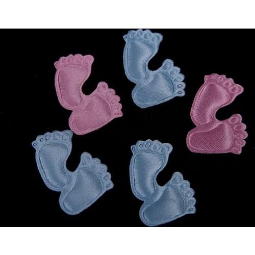 25pcs/lot Baby Satin Feet applique DIY Embellishment For Boy Girls Baptism Birthday Party Favor Decoration