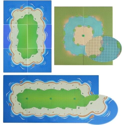 Baseplate City Street colorful River Sandy Beach Island Base Plate Seaside Building Blocks bricks plates Compatible All Brands
