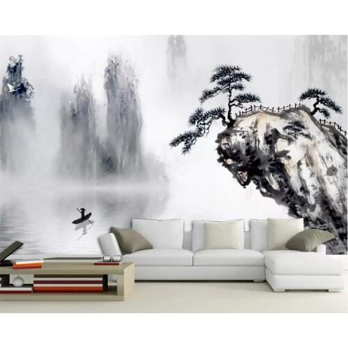 Beibehang Custom wallpaper mural photo new Chinese mood landscape welcoming pine background wall papel pintado de pared