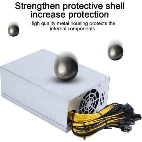 2000W ETH Mining Machine Power Supply 4U Single Power Supply 10 x 6pin 95% Efficiency Support Multi-GPU For Bitcoin Mining