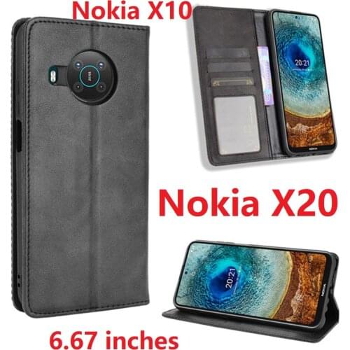 Wallet PU Leather For Nokia X10 X20 Case Magnetic Protective Book Stand Card Cover