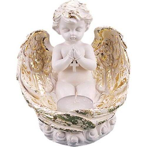 Durable Angel Statue Tealight Candle Holder Home Resin Figurine Sculpture Bring Happiness For Wedding Christmas