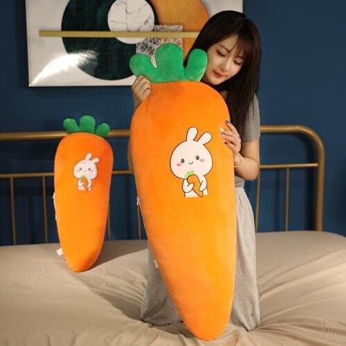 100cm Giant Cartoon Smile Carrot Plush toy Cute Simulation Vegetable Carrot Pillow Dolls Stuffed Soft Toys for Children Gift