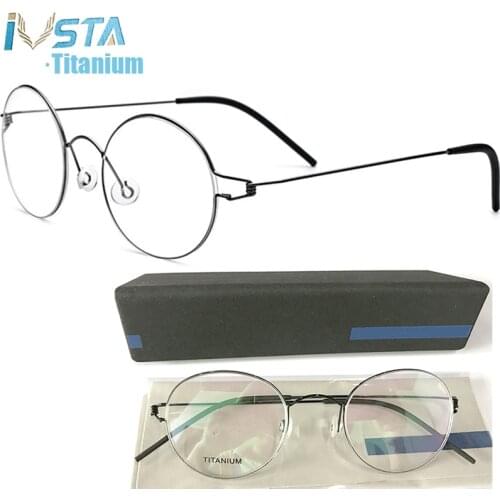 IVSTA Eyewear Titanium Glasses Men 98607 with logo box Prescription Women Round Myopia Optical Frame Denmark Korean