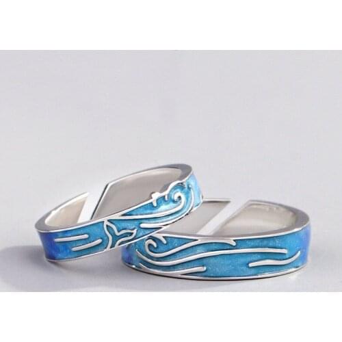 925 Sterling Silver Sea and Fish Love Ring Lovers' Ring Boyfriend Girlfriend Gift Fashion Men Women Ring Lady Jewelry