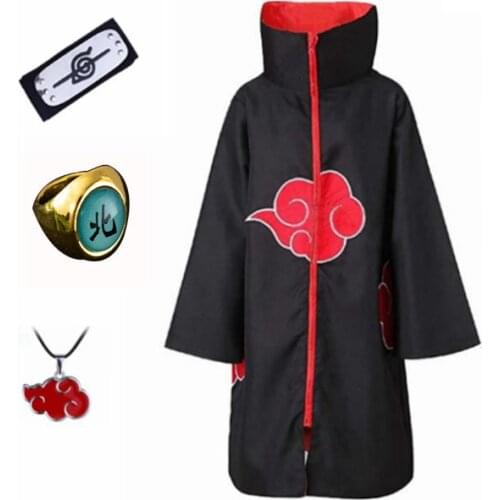 Halloween akatsuki cloak rings necklace kids adult costume cosplya anime suit fantasia bluey akatsuki cloak halloween