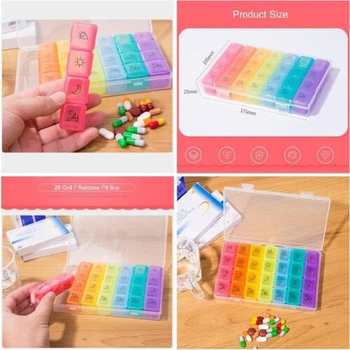 Pill Storage Box Medicine Case 7 Day Organizer 28 Compartments 4 Times Container TK-ing