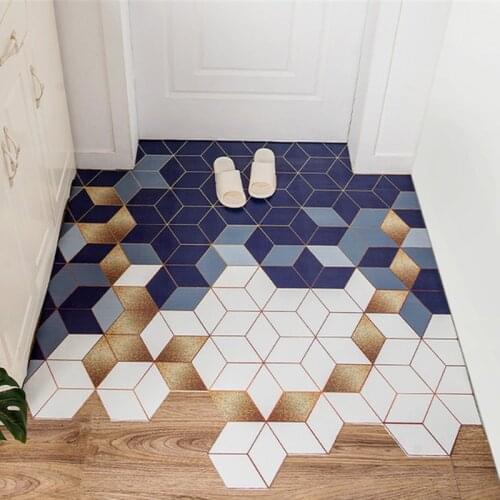 Hexagon Pattern Door Mats Household Indoor Outdoor Entrance Door Mat Carpet PU Leather Easy Clean Freely Cut Non-slip Mat Carpet