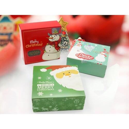 Red square 8 inch cheese cake box Christmas gingerbread handmade cookie dessert packing boxes party gift package favors supply 3