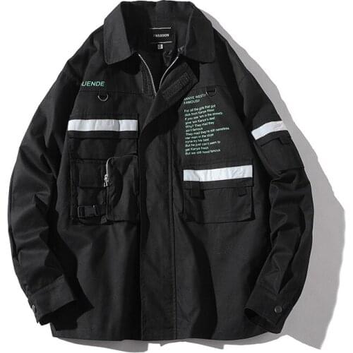 Fashion Brand Jacket Men Spring Autumn Mens Solid Color Patchwork Mulit-Pockets Outerwear Coats Male Hip Hop Jackets Coat