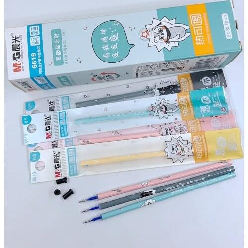 M&G Cute Korean Stationery Needle Nib Blue Ink 0.5mm Rod Magic Erasable Gel Pen Refill For Writing Office Supplies M6619